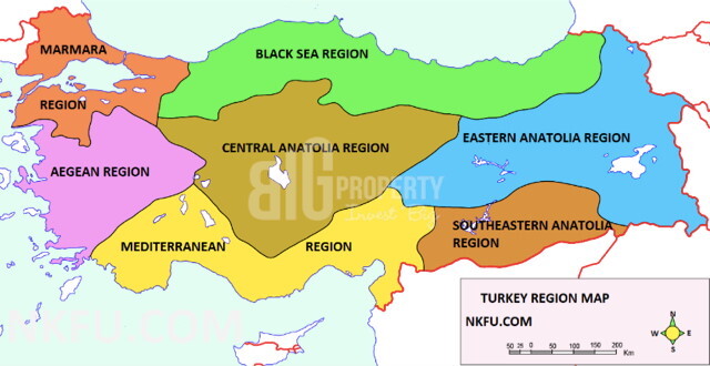 Turkey is divided into seven geographical regions